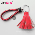 Cheap Custom Handmade Leather Keychain With Tassel